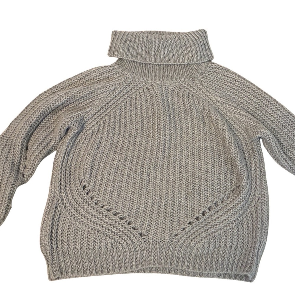 Cloth by Design‎ Womens Mocha Chunky Knit Pointelle Turtleneck Sweater Sz MEDIUM